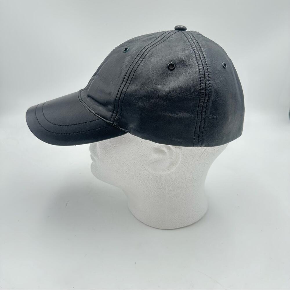 VINTAGE - WILSON LEATHER Black Leather Baseball Cap - MEN WOMEN UNISEX